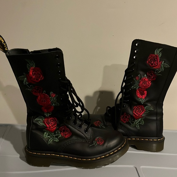 rose embroidered doc martens